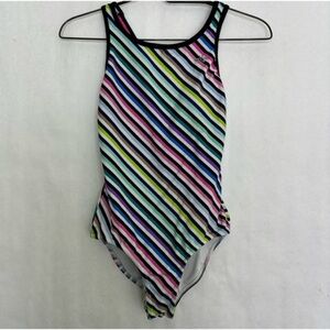 5/$25 ZX sports striped one piece swimsuit small